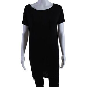 T Alexander Wang Womens Round Neck Short Sleeve Pullover Top Black Size XS